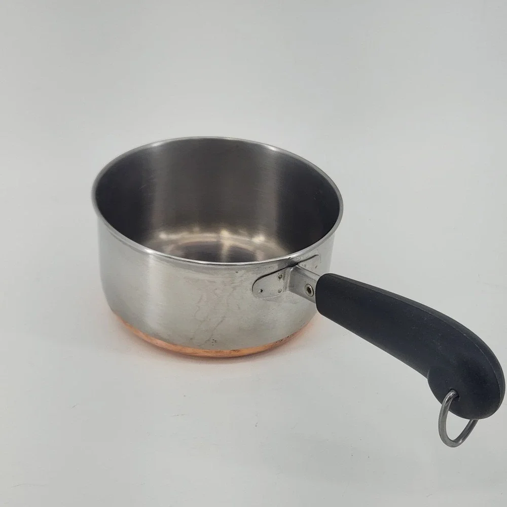 Revere Ware 1 Qt Saucepan Copper Bottom Stainless Steel Clinton IL USA Vintage